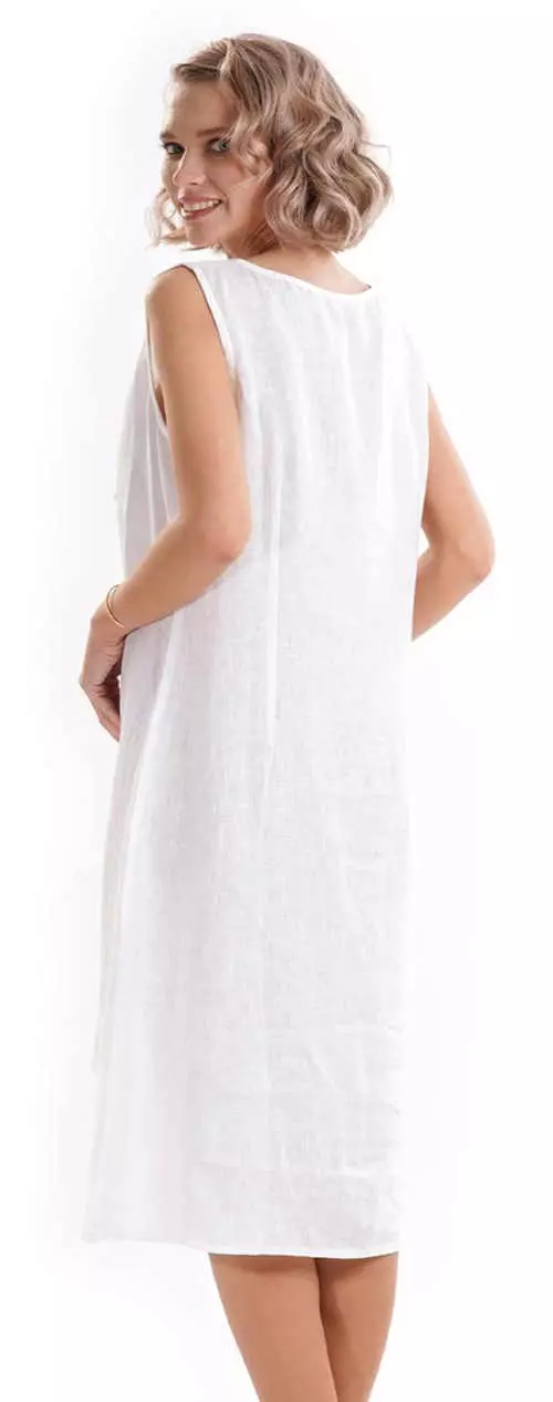 További fehér nyári ruhák természetes vászonból készültek